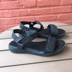 Vagabond Black Flora Textile Sandals